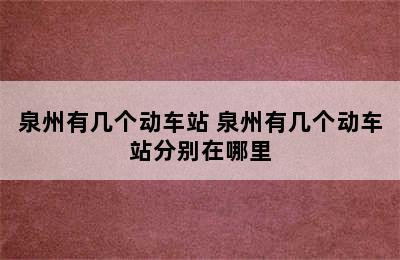 泉州有几个动车站 泉州有几个动车站分别在哪里